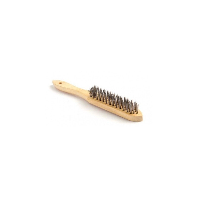 Brosse en bois avec 4 rangées de soies en acier.