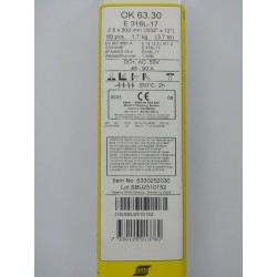 89 électrodes de soudure INOX ESAB OK 63.30 2.5x300mm