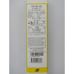 135 électrodes de soudage INOX ESAB OK 63.30 2.0x300mm