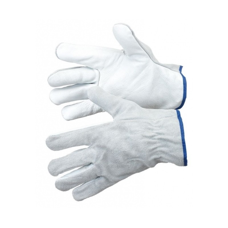 Gants en cuir fleur mélangé, dos en croûte, bordé