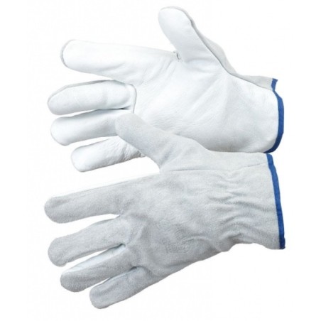 Gants en cuir fleur mélangé, dos en croûte, bordé