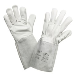 Gants Tig en cuir fleur avec manchette en croûte