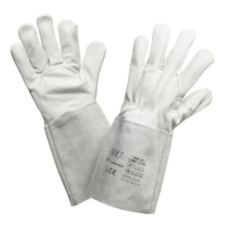 Gants Tig en cuir fleur avec manchette en croûte