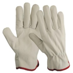 Gants en cuir fleur mélangé, dos en croûte, bordé