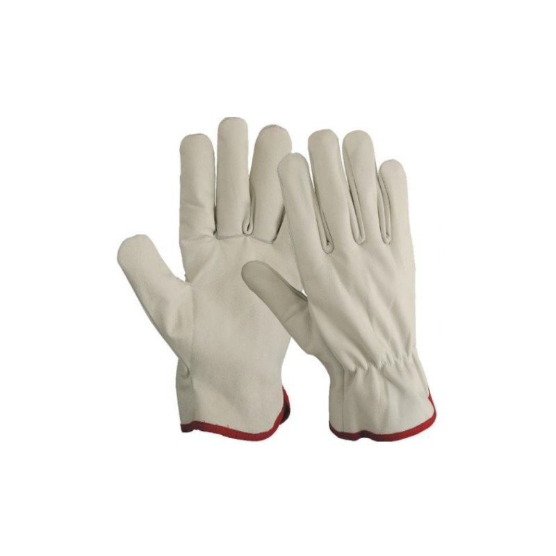 Gants en cuir fleur mélangé, dos en croûte, bordé