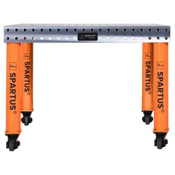 Table de soudage HERMES 1000X500, épaisseur 12 - 14 mm, trous 16 mm, avec ROUES - Top-Soudure.fr